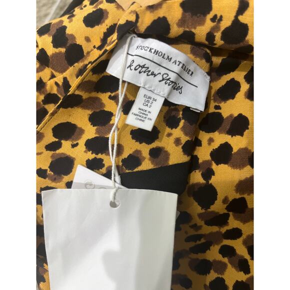 & Other Stories Leopard Print Long Sleeve Mini Dress Sz 2 - Picture 4 of 9